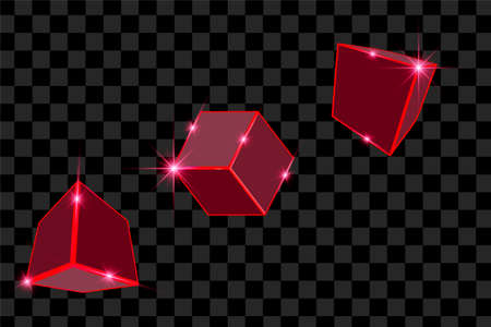 Red 3d element design shape sphere cube graphic resource editable collectionのイラスト素材