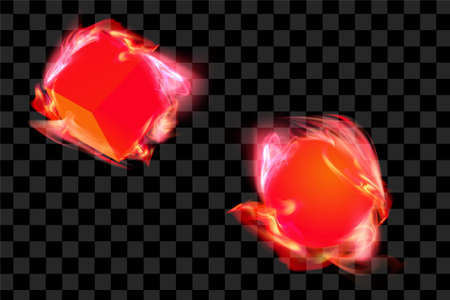 Burning red shape element design resource set eps vector burn fire 3d flameのイラスト素材
