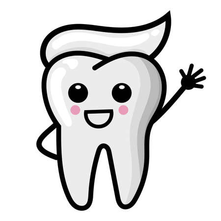 Teeth dental cute illustration set emoticon tooth icon sign. teeth illustration. tooth icon. smile teethのイラスト素材