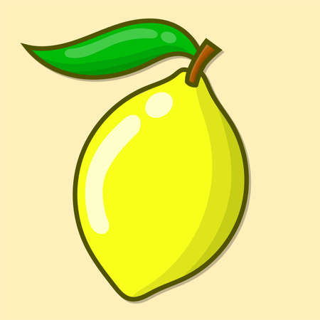Slice lemon vector with outline style cartoon. yellow lemonade fruitのイラスト素材