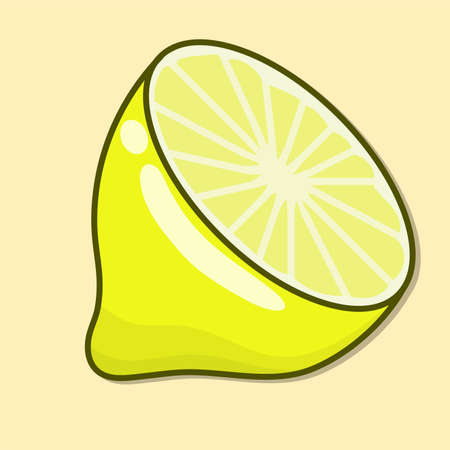 Slice lemon vector with outline style cartoon. yellow lemonade fruitのイラスト素材