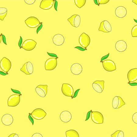Lemon pattern background. seamless lemon yellow illustration background cute fruitのイラスト素材