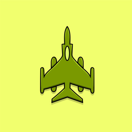 Military jet airplane isolated vector illustration with cartoon style from above angle top view. element design for air force poster, banner, icon, symbolのイラスト素材