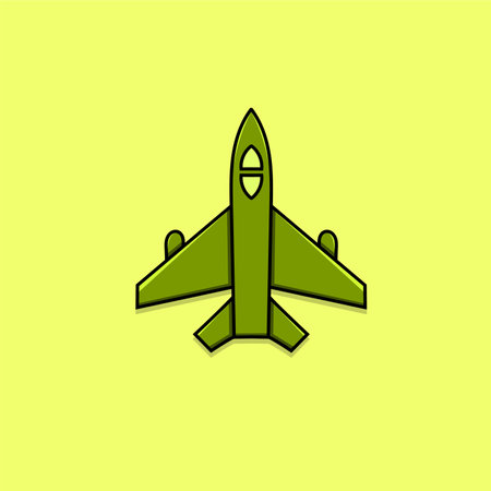 Military jet airplane isolated vector illustration with cartoon style from above angle top view. element design for air force poster, banner, icon, symbolのイラスト素材