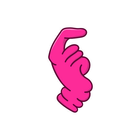 Pink hand gloves isolated illustration vector on whith background. purple glove outline cartoon styleのイラスト素材