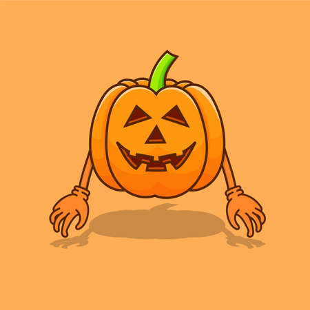 Pumpkin halloween isolated illustration vector with hand and shadow. creepy pumpkins elements illustration can use for halloween design poster, banner, flyer, infographic, mascot, web iconのイラスト素材