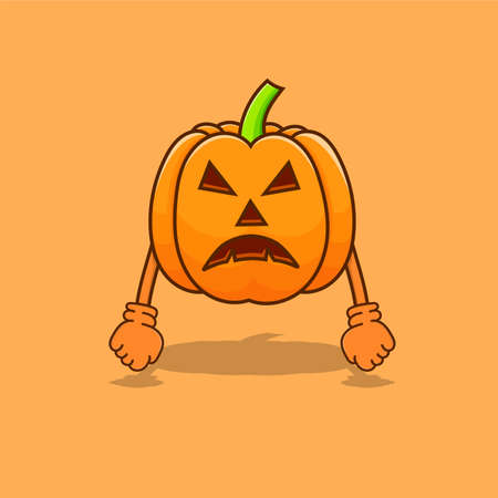 Pumpkin halloween isolated illustration vector with hand and shadow. creepy pumpkins elements illustration can use for halloween design poster, banner, flyer, infographic, mascot, web iconのイラスト素材