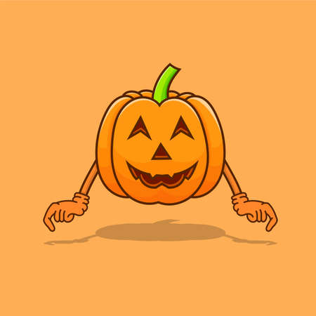 Pumpkin halloween isolated illustration vector with hand and shadow. creepy pumpkins elements illustration can use for halloween design poster, banner, flyer, infographic, mascot, web iconのイラスト素材
