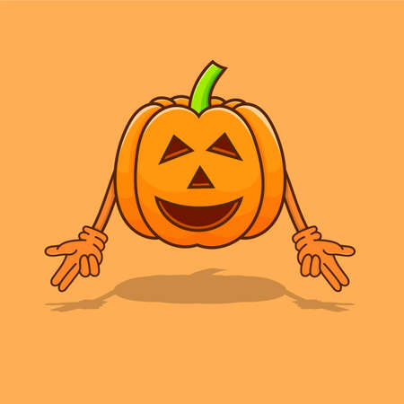 Pumpkin halloween isolated illustration vector with hand and shadow. creepy pumpkins elements illustration can use for halloween design poster, banner, flyer, infographic, mascot, web iconのイラスト素材