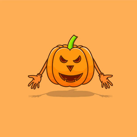 Pumpkin halloween isolated illustration vector with hand and shadow. creepy pumpkins elements illustration can use for halloween design poster, banner, flyer, infographic, mascot, web iconのイラスト素材