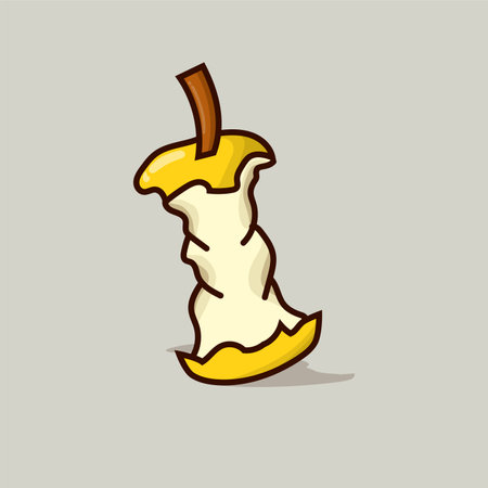 Yellow apple isolated vector illustration with shadow on gray background. can use for food menu, vegetarian and diet element designのイラスト素材