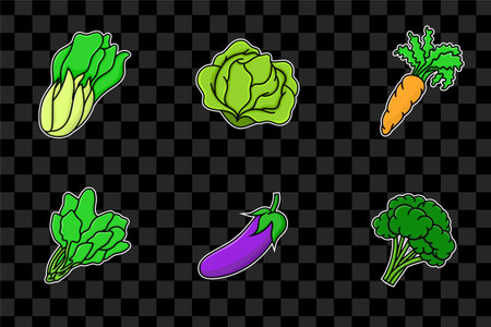 Set of vegetables isolated illustration vector. vegetable element design can use for vegan vegetarian design, poster, banner, flyer, pamphlet, leaflet, brochure, catalog, food menu, icon, web, websiteのイラスト素材