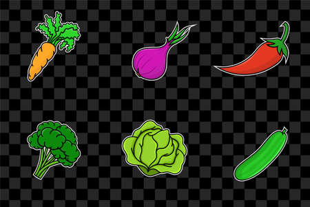 Set of vegetables isolated illustration vector. vegetable element design can use for vegan vegetarian design, poster, banner, flyer, pamphlet, leaflet, brochure, catalog, food menu, icon, web, websiteのイラスト素材