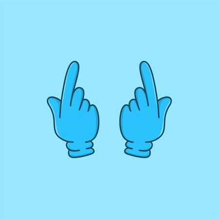 Blue hand with gloves isolated vector illustration cartoon style for graphic design resources, icon, sign, symbolのイラスト素材