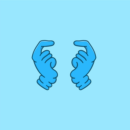 Blue hand with gloves isolated vector illustration cartoon style for graphic design resources, icon, sign, symbolのイラスト素材