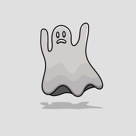 Halloween ghost  isolated cartoon style with outline and shadow vector illustration. can use for halloween design element graphic, mascot, icon, signのイラスト素材