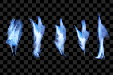 Set of blue fire object isolated vector illustration burn light effect. can use for fire graphic element resourcesのイラスト素材