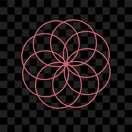 Red abstract circle mandala with shiny neon effect. can use for poster, banner, flyer, pamphlet, leaflet, brochure, catalog, web, site, website, presentation, book cover graphic element resourcesのイラスト素材