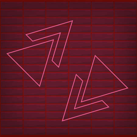 Red neon effect arrow with dark brick and shine bright effect. can use for neon box, signboard, icon, sign, resources, elements, collection, symbol, logoのイラスト素材