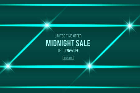 Midnight sale green dark shiny glow abstract background late night design.のイラスト素材