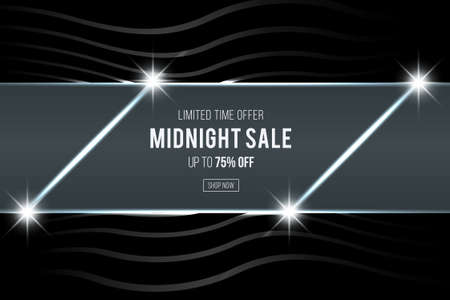 Midnight sale monochrome design vector illustration with pattern background.のイラスト素材