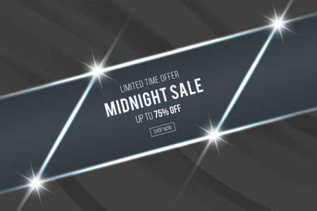 Midnight sale monochrome design vector illustration with pattern background.のイラスト素材