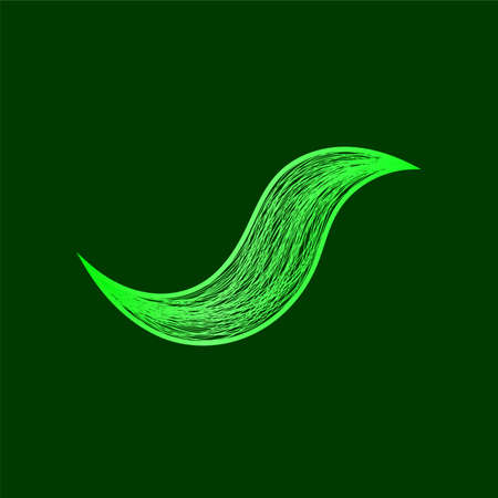 Green abstract wavy lines ornament isolated vector illustration editable graphic resources.のイラスト素材