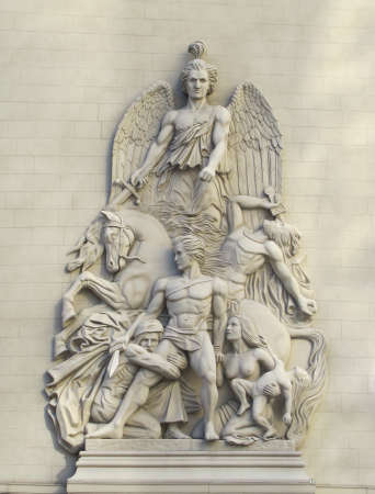 Romain wall statue の写真素材