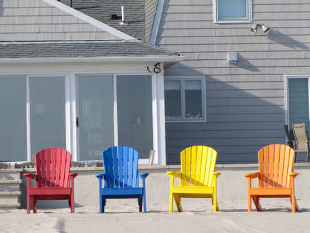 summer colorful chairs の写真素材