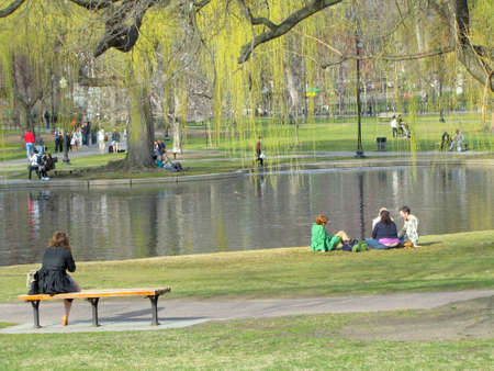 People in Boston Public garden のeditorial素材