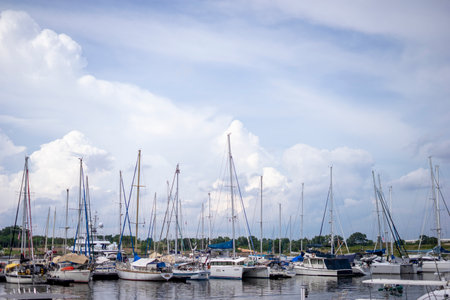 Johore, Malaysia -  November 4, 2016 : Luxury boats and yacht parking at port.