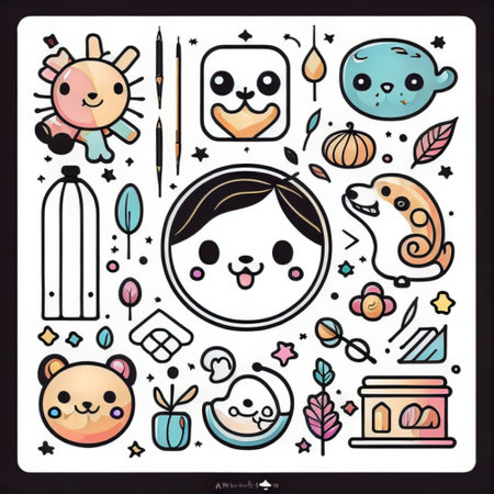 Cute hand drawn doodle icon set. Vector illustration.の素材