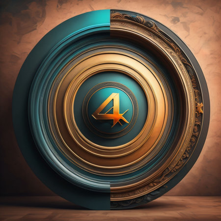 number 4 in a circle on a brown background. 3d illustrationの素材