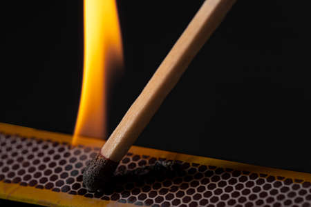 Red Wooden Matches With Dark  Backgroundの写真素材