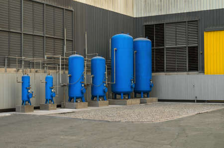 Industrial storage tanks for liquids, gases and bulk materials.の写真素材