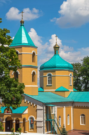 Orthodox Holy Tikhvin Monastery women's in early summer.のeditorial素材