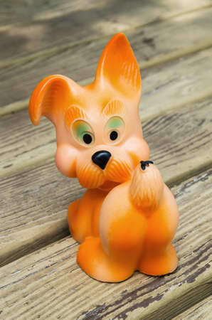 Rubber dog toy for young children orange colorの写真素材