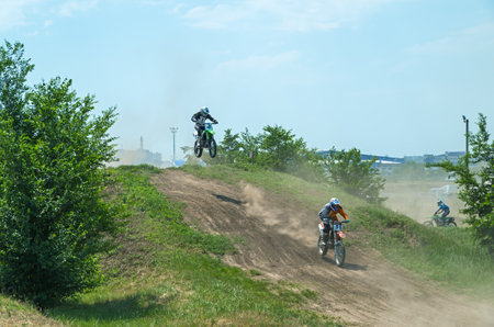 Dnepropetrovsk, Ukraine - June 07, 2014: Ñompetition for the cup of motorcycling federation of...