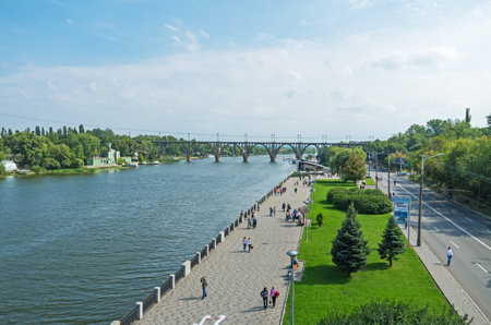 Dnepropetrovsk, Ukraine - September 14, 2013: City embankment during the City Day celebrationsのeditorial素材