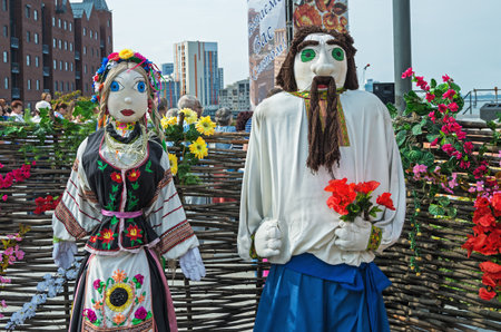 Dnepropetrovsk, Ukraine - September 14, 2013: Exhibition Folk Art dedicated to the City Dayのeditorial素材