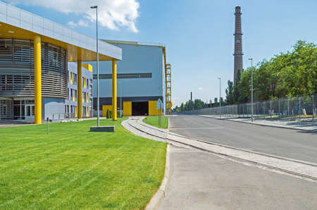 Main driveway to the modern electric arc furnace plant
