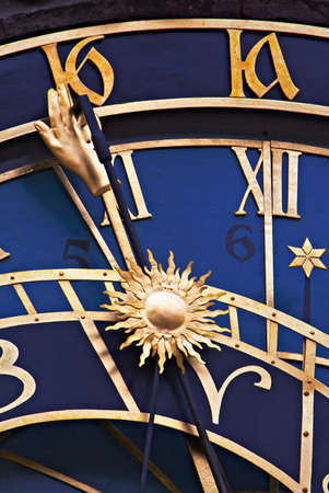 The detail of medieval astronomical clock at Prague