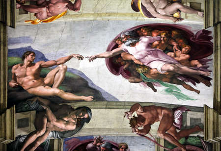 Italy,  Rome - September 2012 : Fresco Creation of Adam by Michelangelo in Sistine Chapel
のeditorial素材