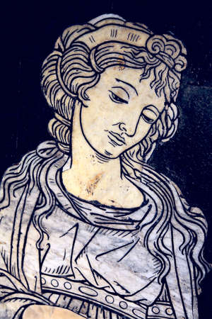 The detail of renaissance inlaid marble floor panel in Siena cathedralの写真素材