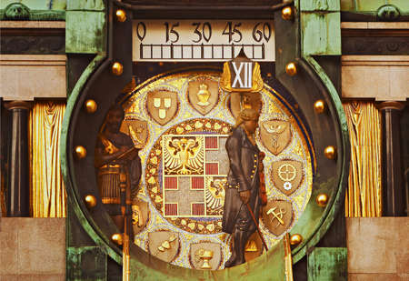 The detail of an astronomical clock in Viennaの写真素材