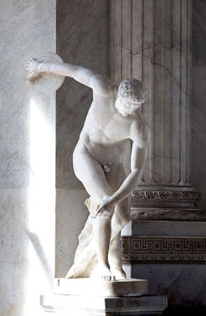 The ancient marble statue of discus throwerの写真素材
