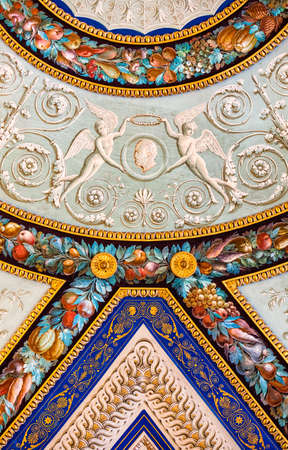 Clorful ornaments on the historical ceiling in Romeの写真素材
