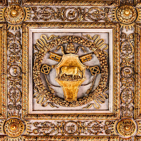 Detail of the ceiling in church of Santa Maria Maggiore, Romeの写真素材