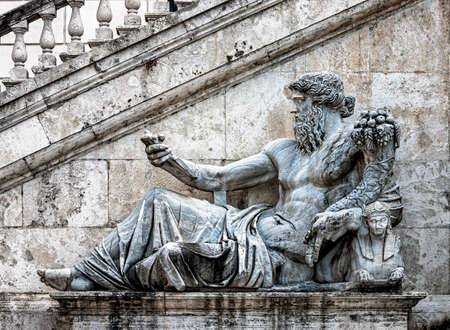 Ancient Roman allegory of Nile River on Capitol Hill in Rome, Italyの写真素材