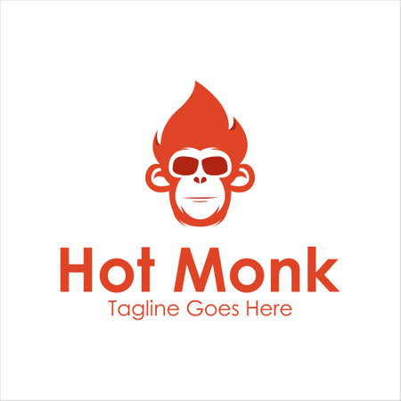 Hot Monk Logo Design Template with monk icon and fire. Perfect for business, company, mobile, app, etcのイラスト素材